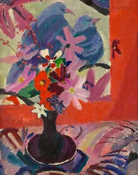 Fleurs avec oiseaux